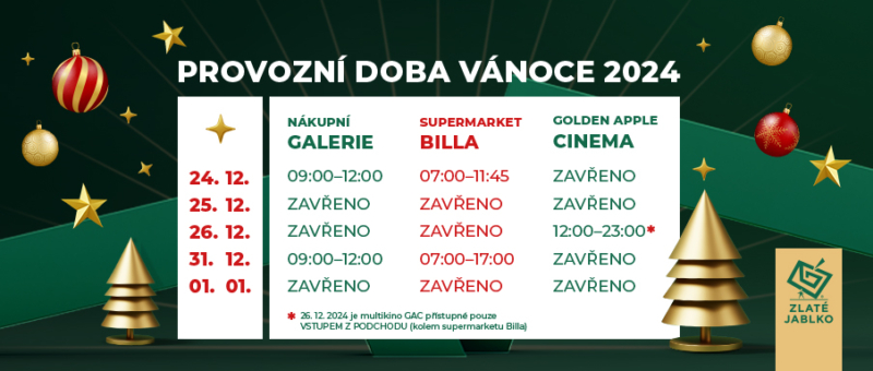 Vánoční svátky – provozní doba