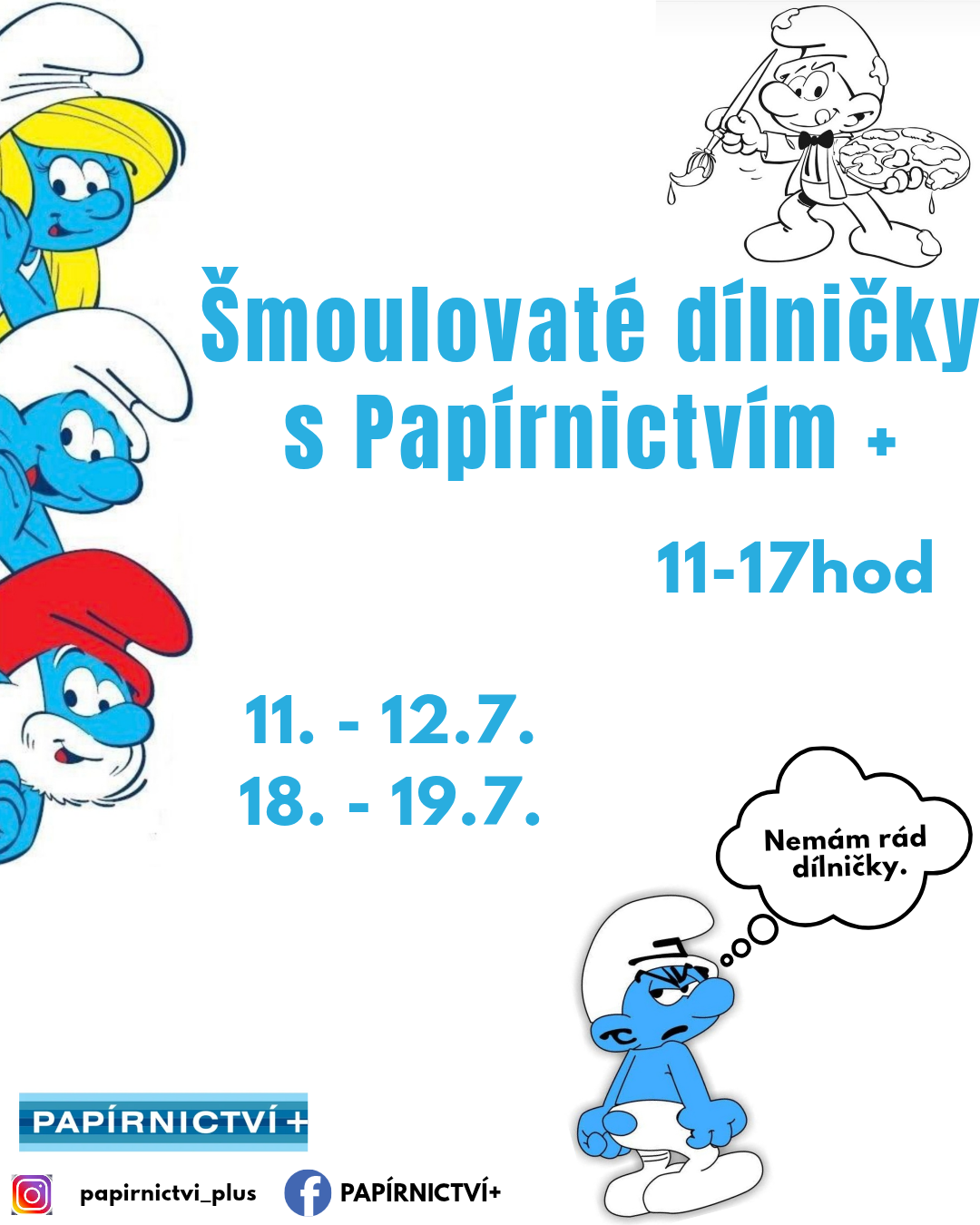 Šmoulovaté dílničky s Papírnictvím+