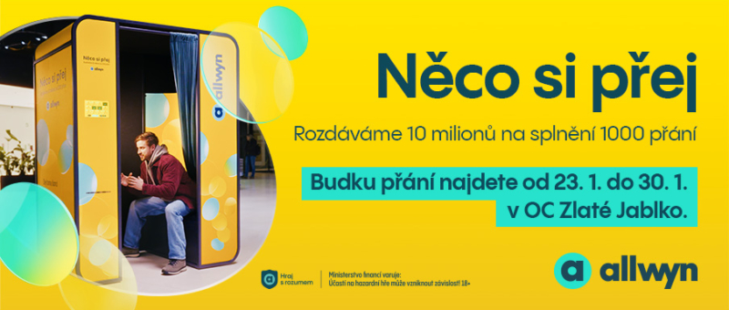 Rozdáváme 10 milionů na splnění 1000 přání ve Zlatém jablku od 23. 1. do 30. 1. 2026